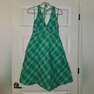 Vineyard Vines Green Plaid Halter Dress
